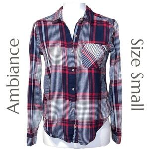 Ambiance - Plaid Flannel Button Down Shirt - Size Small